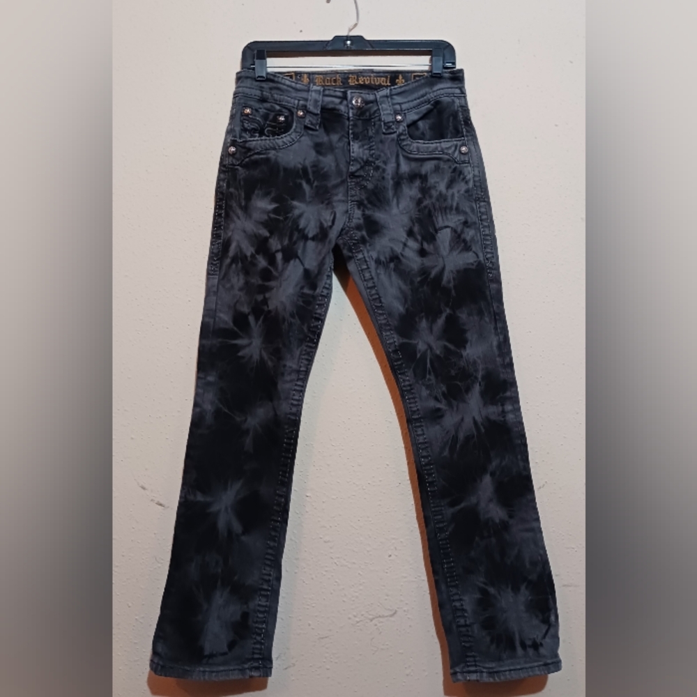 Rock Revival Jeans Mens 29 Black Steve Straight